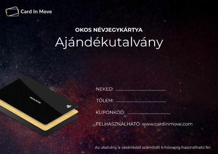 Ajándékutalvány Cardinmove NFC Okos névjegykártyára